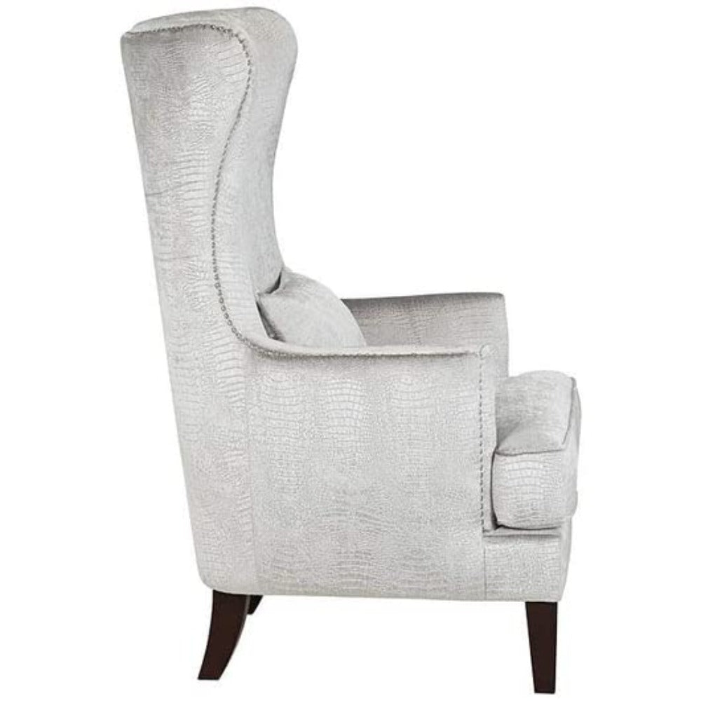 Volvo High Back Wing Chair In Silver Color - Oak Inside