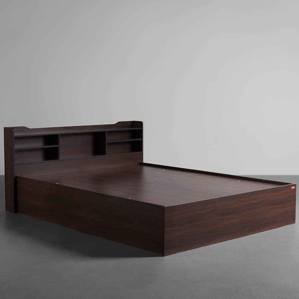 Hollo Wooden Bed With Storage In Brown Color - Oak Inside