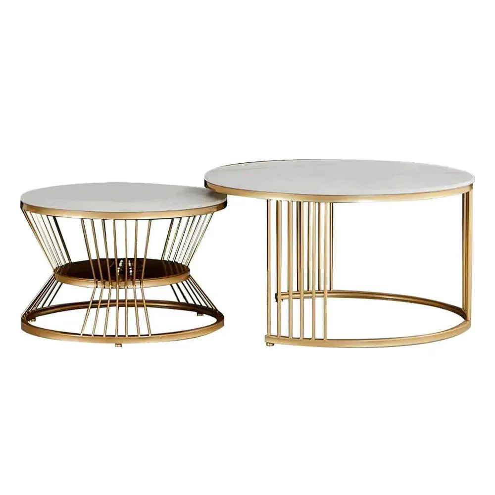 Hexa Golden Nesting Table Set of Two - Center Table