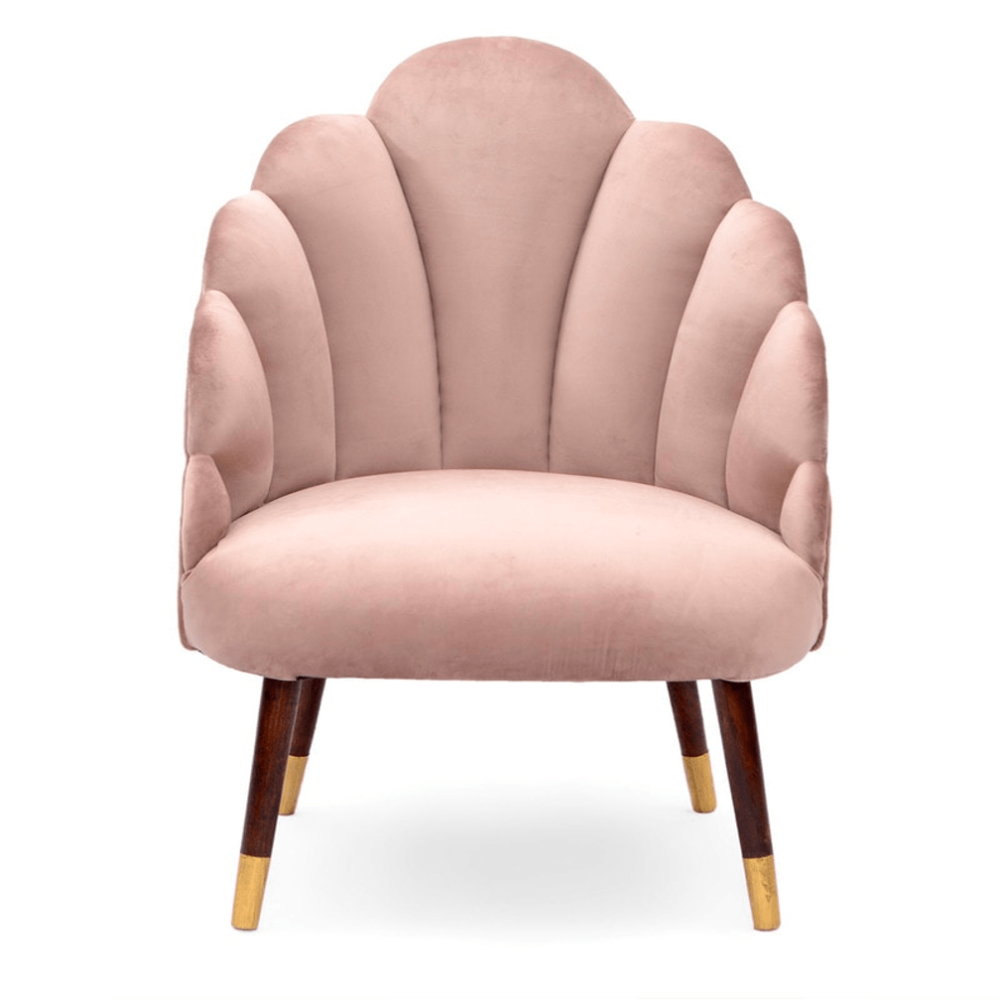 Peacock Suede Accent Chair - Oak Inside