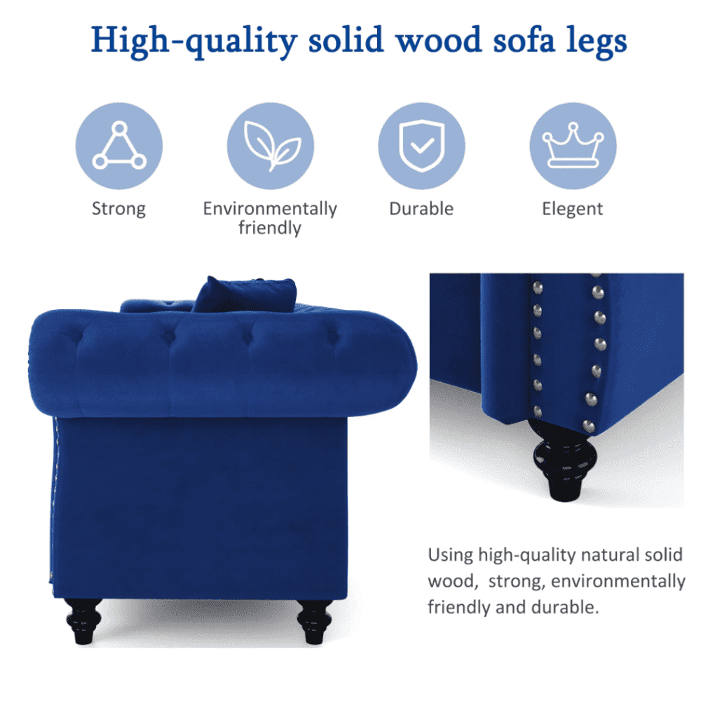 Jack & Hill Chesterfield Suede Sofa Set - Oak Inside