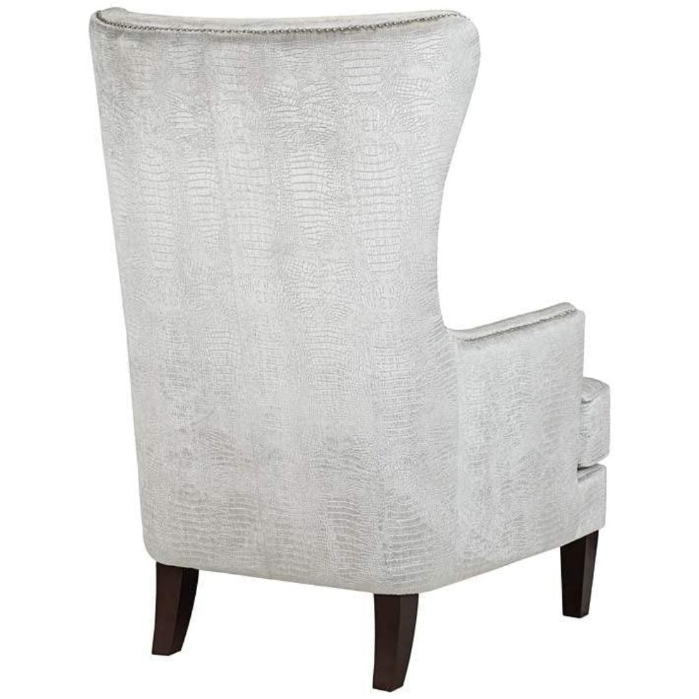 Volvo High Back Wing Chair In Silver Color - Oak Inside