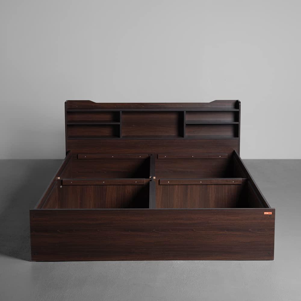Hollo Wooden Bed With Storage In Brown Color - Oak Inside