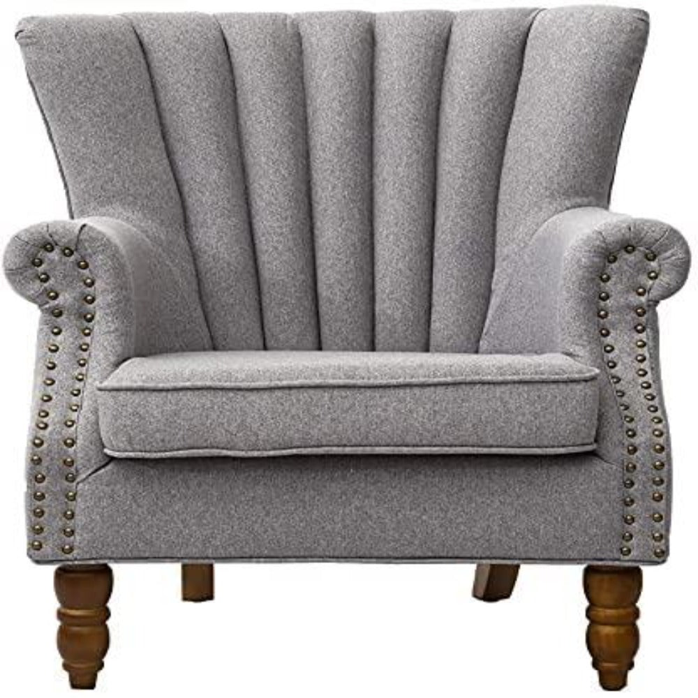 Romen Couch Accent Chair in Grey Color - Oak Inside