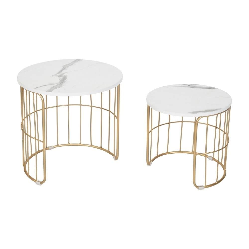 Nature Lover Golden Nesting Table Set of Two - Center Table - Oak Inside