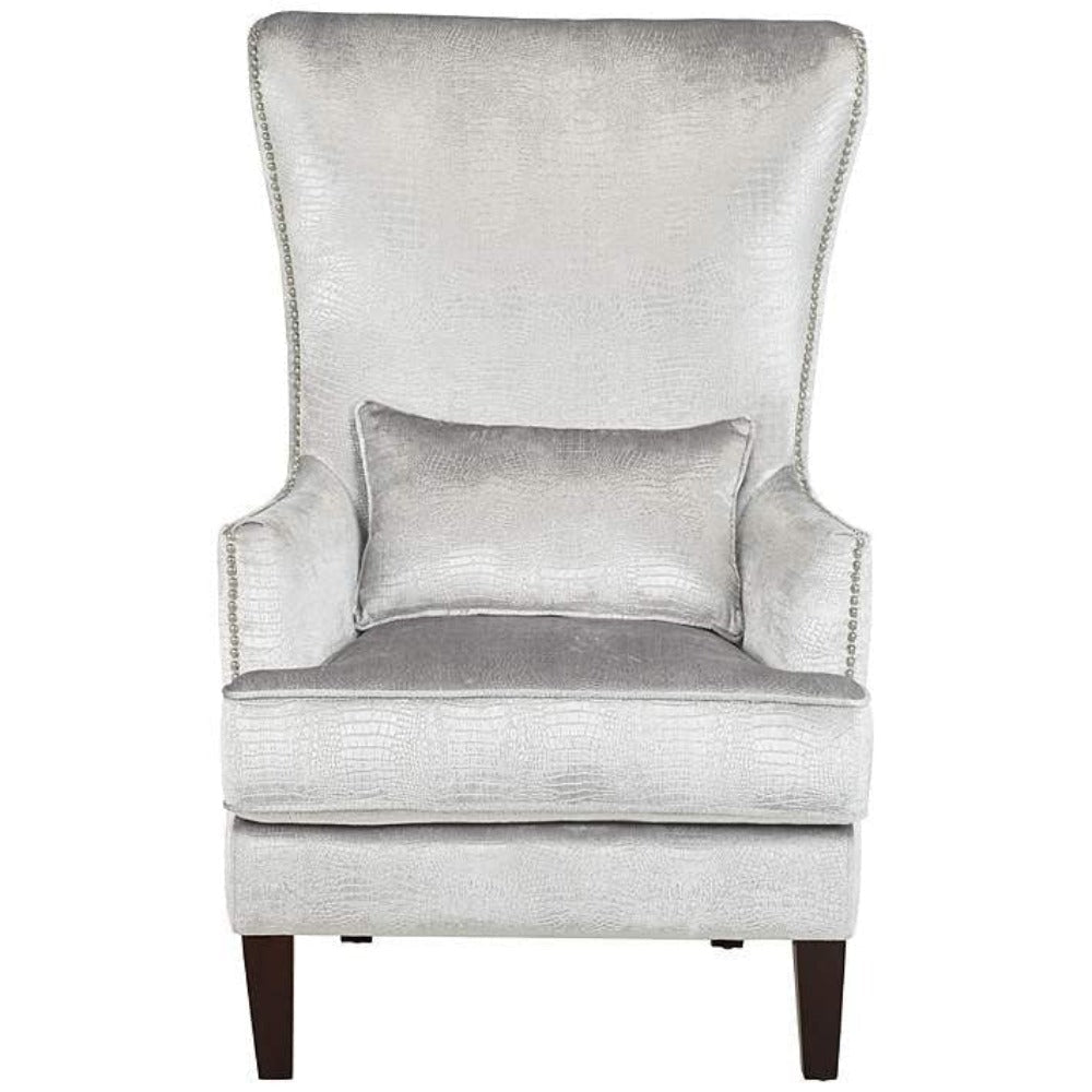 Volvo High Back Wing Chair In Silver Color - Oak Inside