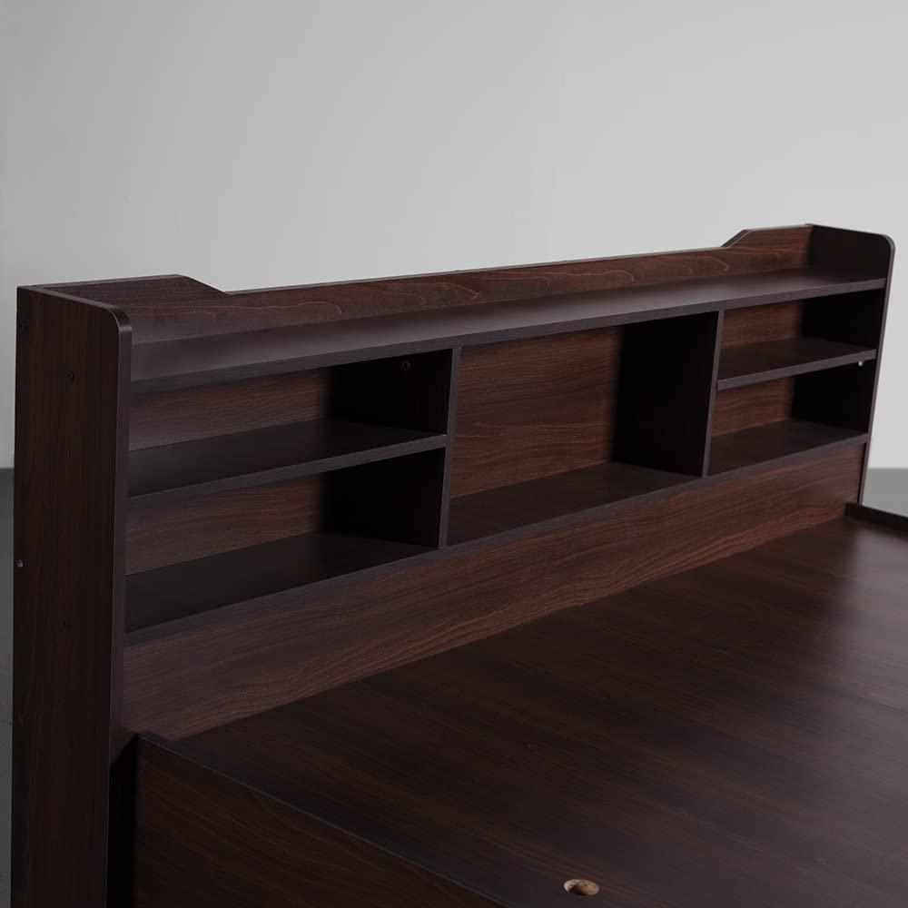 Hollo Wooden Bed With Storage In Brown Color - Oak Inside
