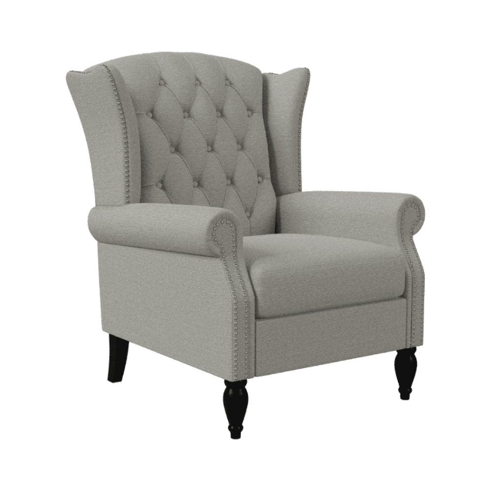 Copper Grove Crawley Diamond Button-Tufted Wingback Chair - Oak Inside