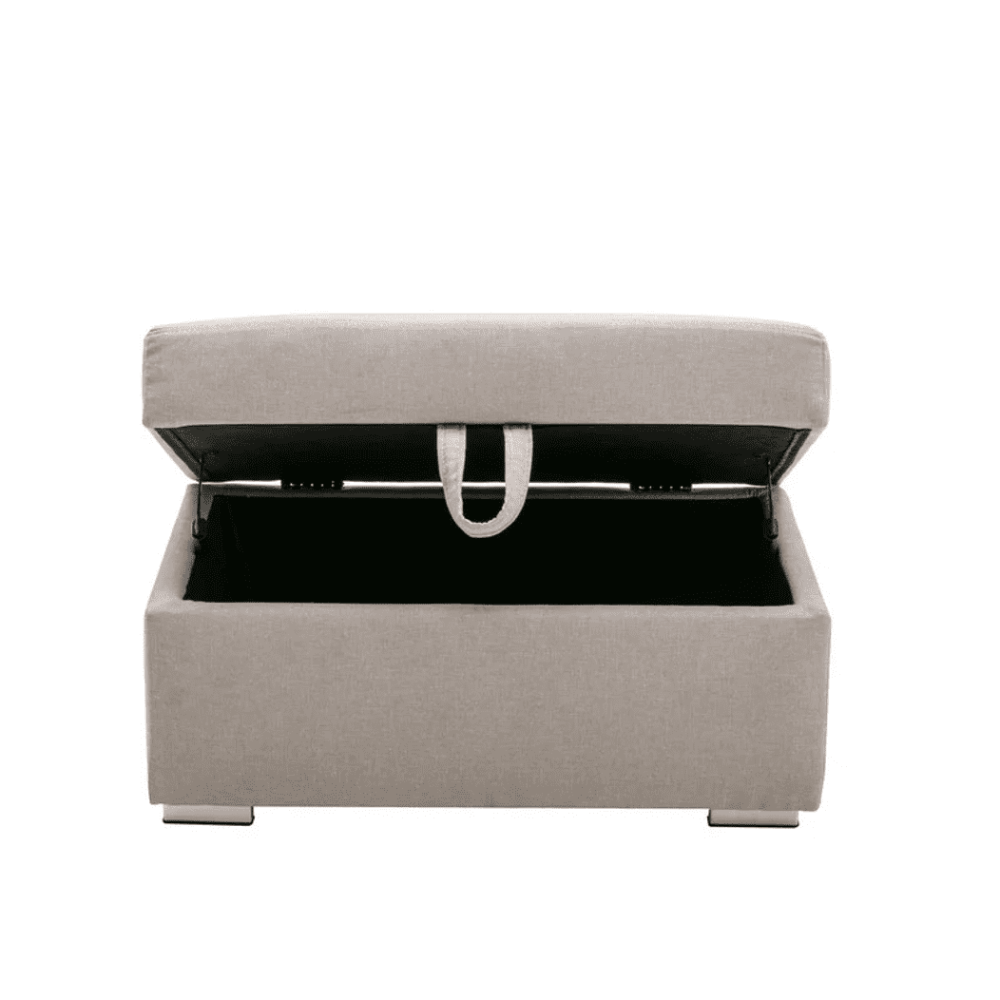 Nollon Linen Fabric Sectional Sofa with Pillows and Storage Ottoman - Oak Inside