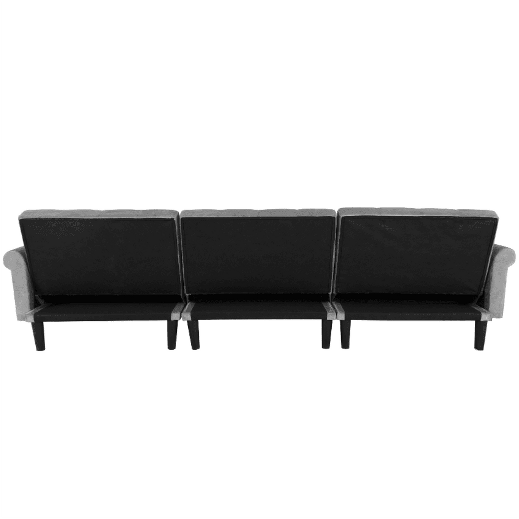 Tufted back Suede Chesterfield Sectional Sofa - Oak Inside