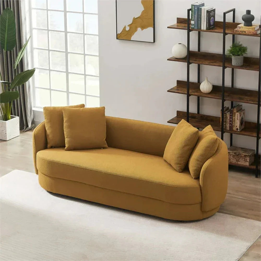 Omaxe Luxury Modern Suede Sofa Set In Mustard