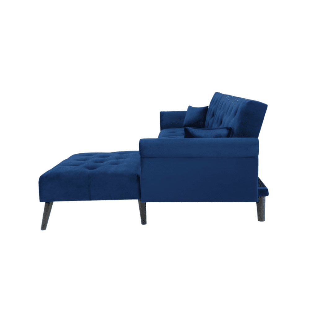 Tufted back Suede Chesterfield Sectional Sofa - Oak Inside