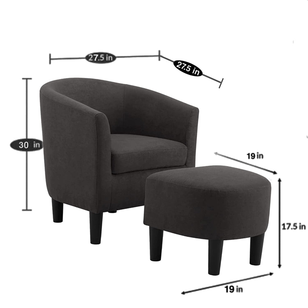 Woodster Langley Single Seater Accent Chair with Footstool Ottoman in Yellow - Oak Inside