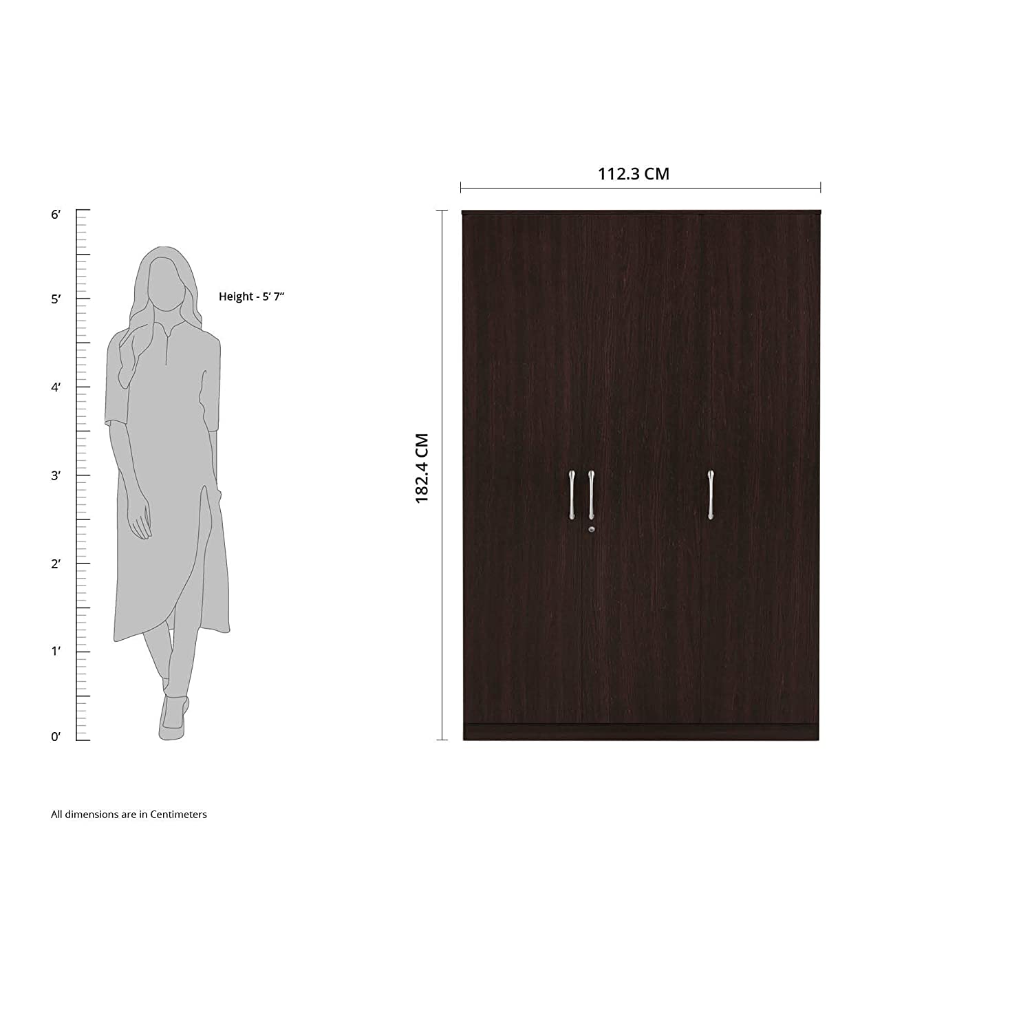 Silly Medusa Engineered Wood Wardrobe Wenge Finish - Oak Inside
