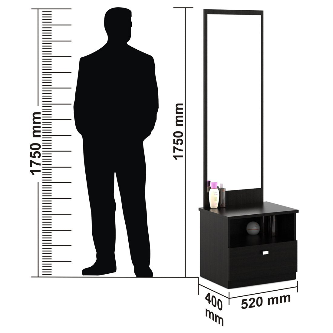 Spacewood Value Engineered Wood Dressing Table (Natural Wenge) - Oak Inside