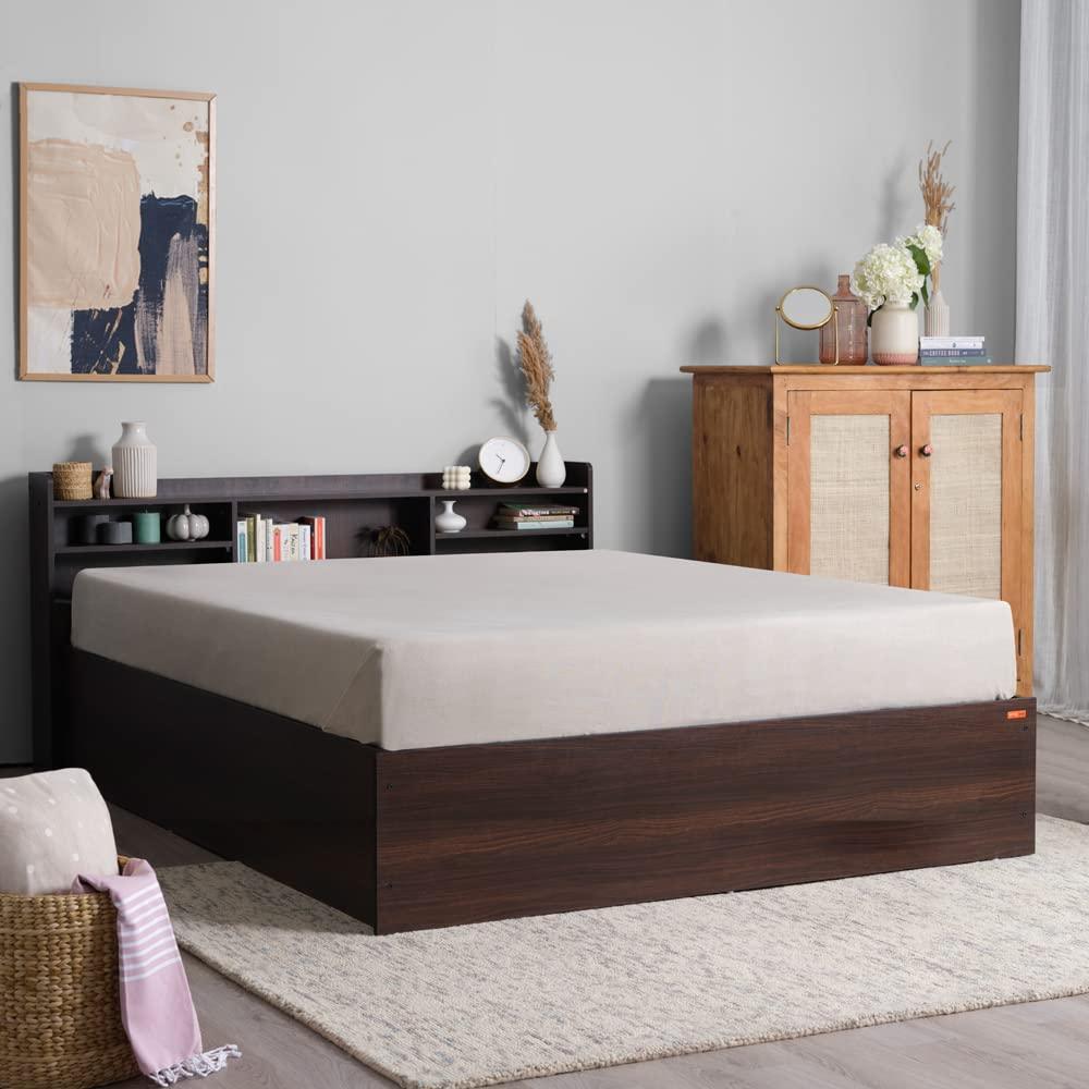 Hollo Wooden Bed With Storage In Brown Color - Oak Inside