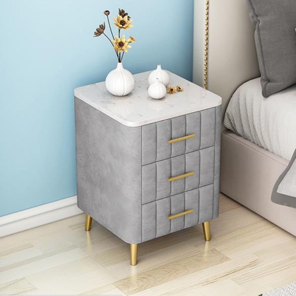 Masco Upholstered 3 Drawer Bedside