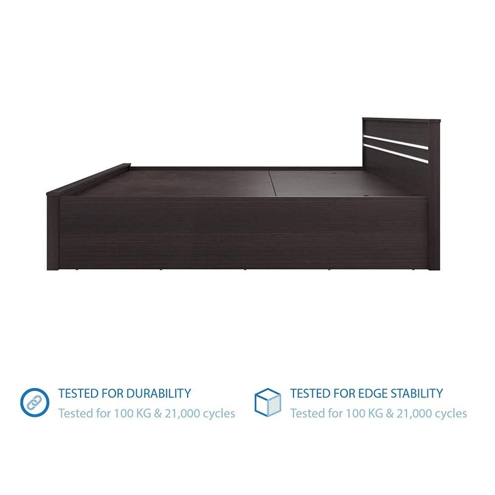 Sirca Wooden Bed With Storage in Brown Color - Oak Inside