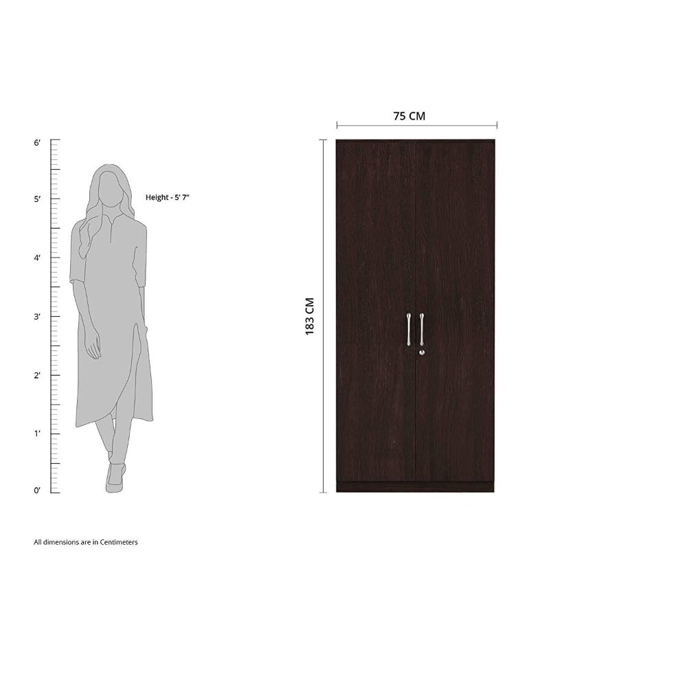 Dulex Medusa Engineered Wood Wardrobe Wenge Finish - Oak Inside