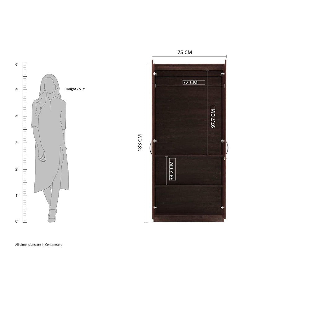 Dulex Medusa Engineered Wood Wardrobe Wenge Finish - Oak Inside