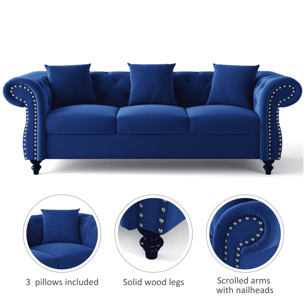 Jack & Hill Chesterfield Suede Sofa Set - Oak Inside