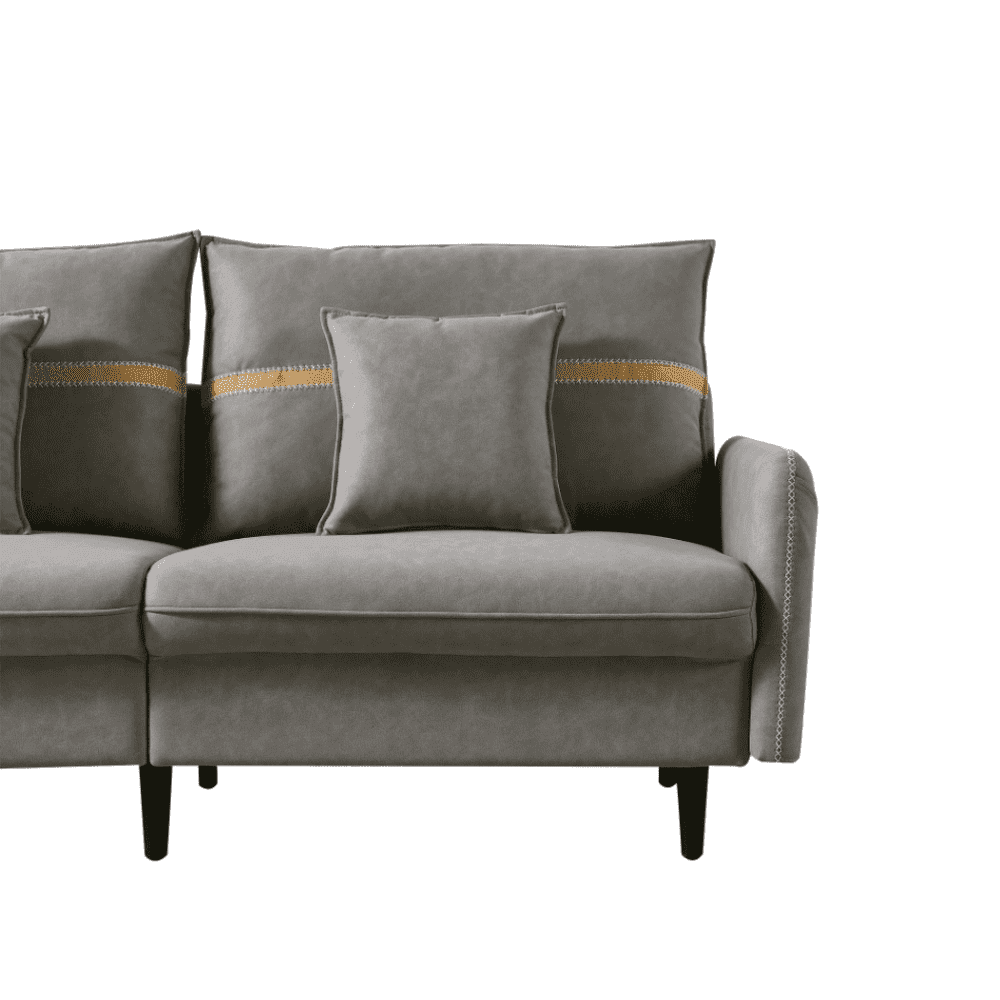 Mexico Straight Line Sofa Set in Grey Color - Oak Inside