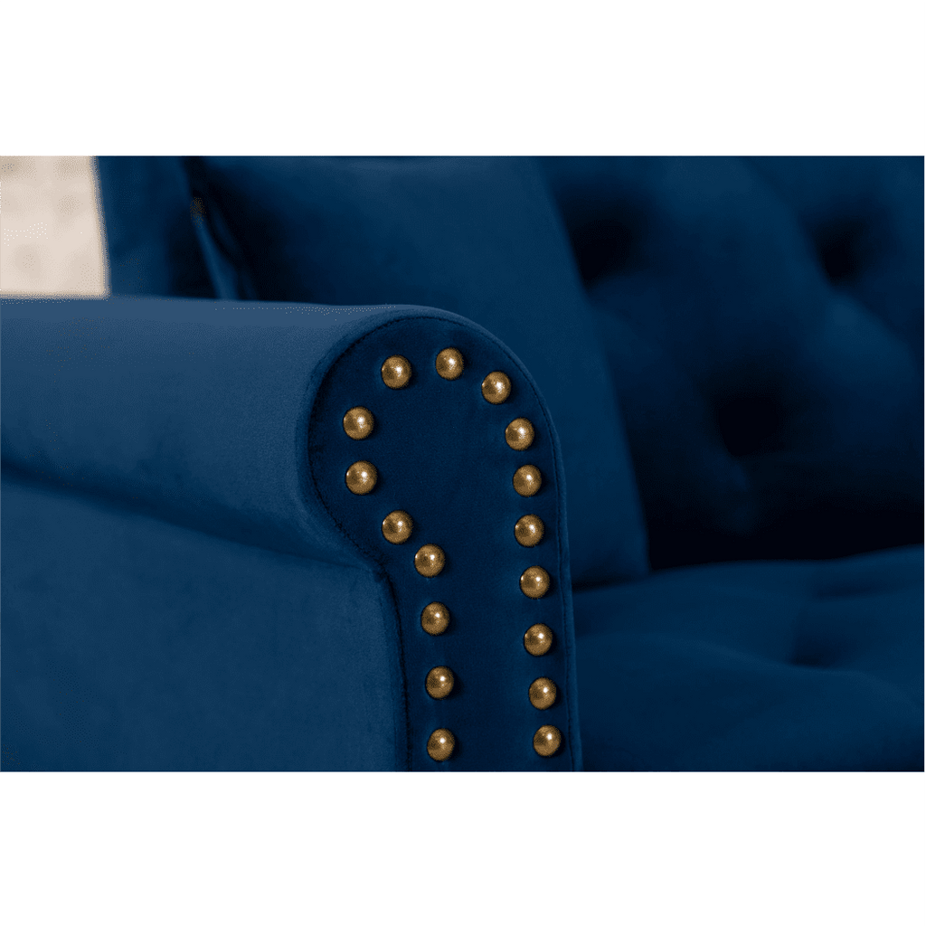 Tufted back Suede Chesterfield Sectional Sofa - Oak Inside