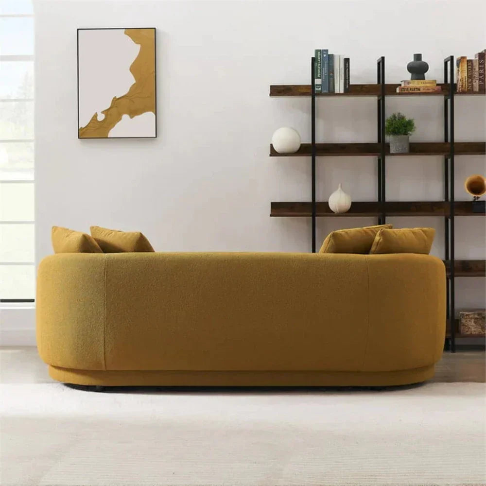 Omaxe Luxury Modern Suede Sofa Set In Mustard
