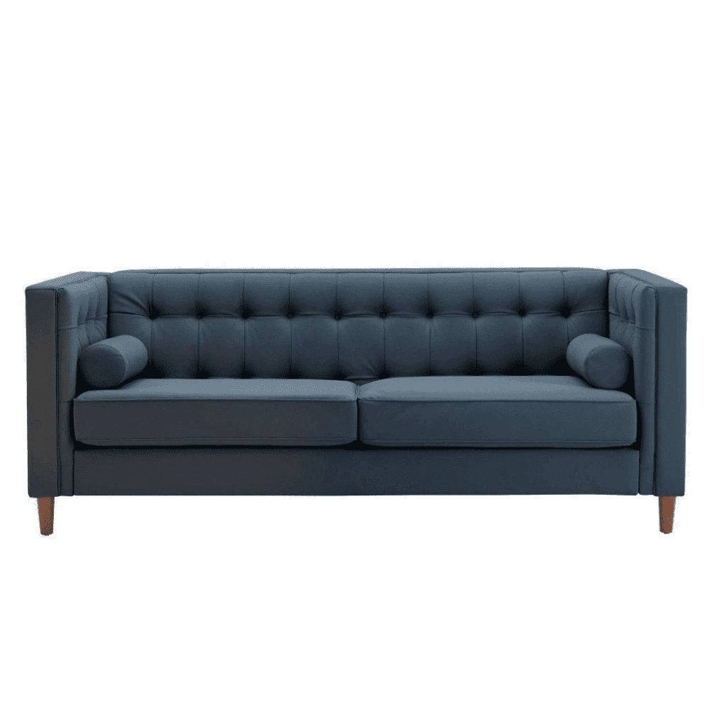 Brew Tuxedo Faux Leatherette Sofa with Accent Pillows - Oak Inside