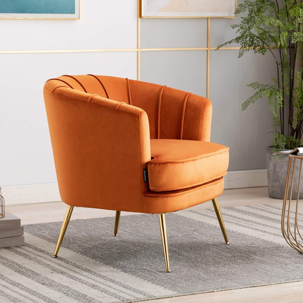 Cozy Couch Accent Chair in Orange Color - Oak Inside