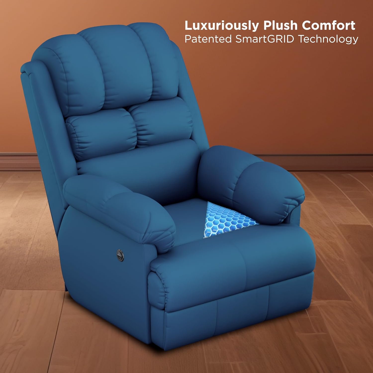 Hyper Luxe Motorised Standard Recliner In Blue