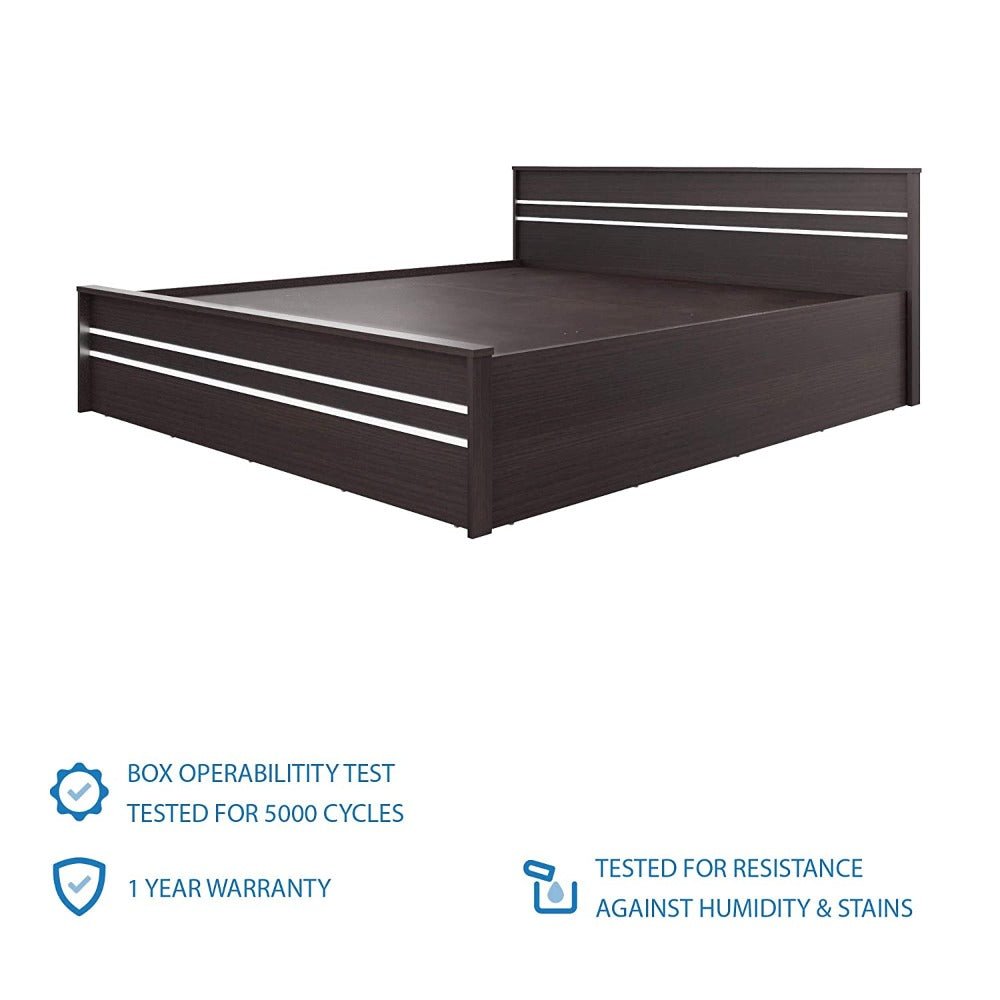 Sirca Wooden Bed With Storage in Brown Color - Oak Inside