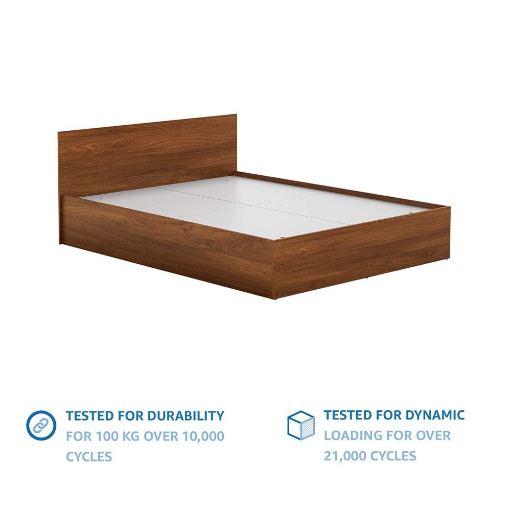 Solimo Wooden Bed in Walnut Colour With Storage - Oak Inside