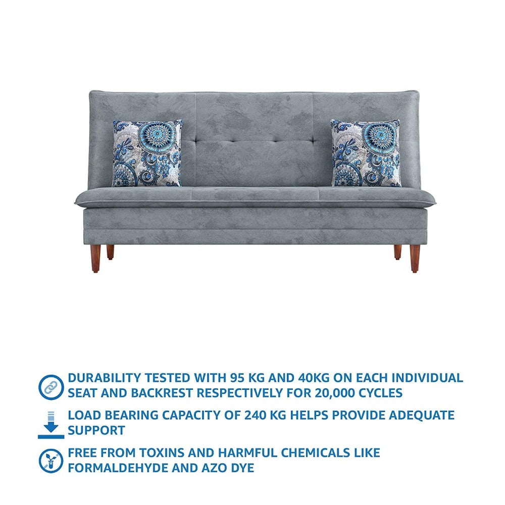 Robin Sofa Cum Bed in Grey Color - Oak Inside