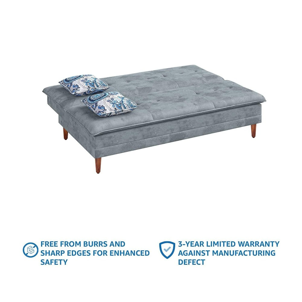 Robin Sofa Cum Bed in Grey Color - Oak Inside