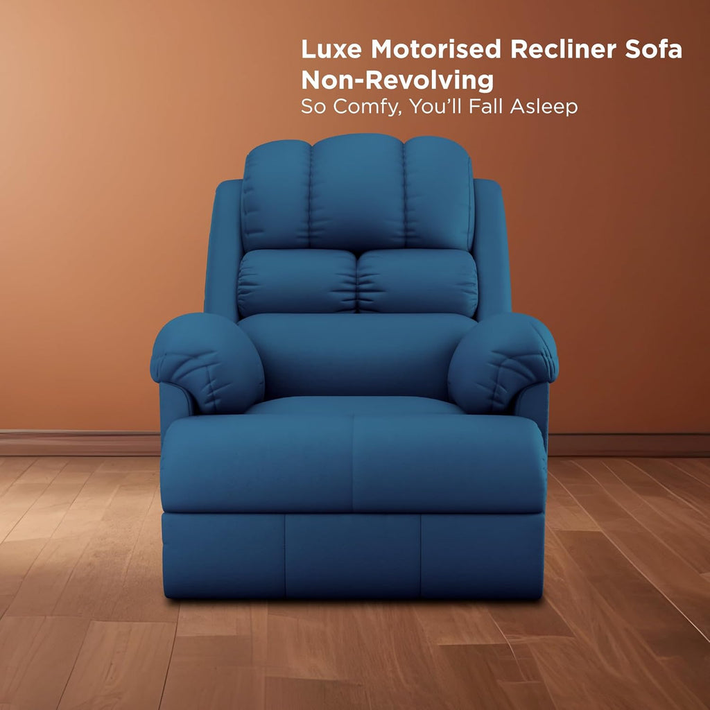 Hyper Luxe Motorised Standard Recliner In Blue