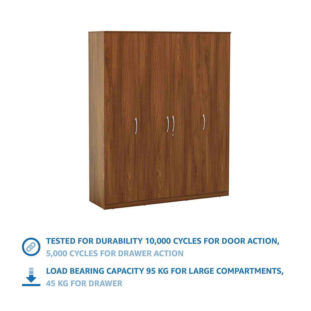 Solimo Medusa Engineered Wood Wardrobe Walnut Finish - Oak Inside