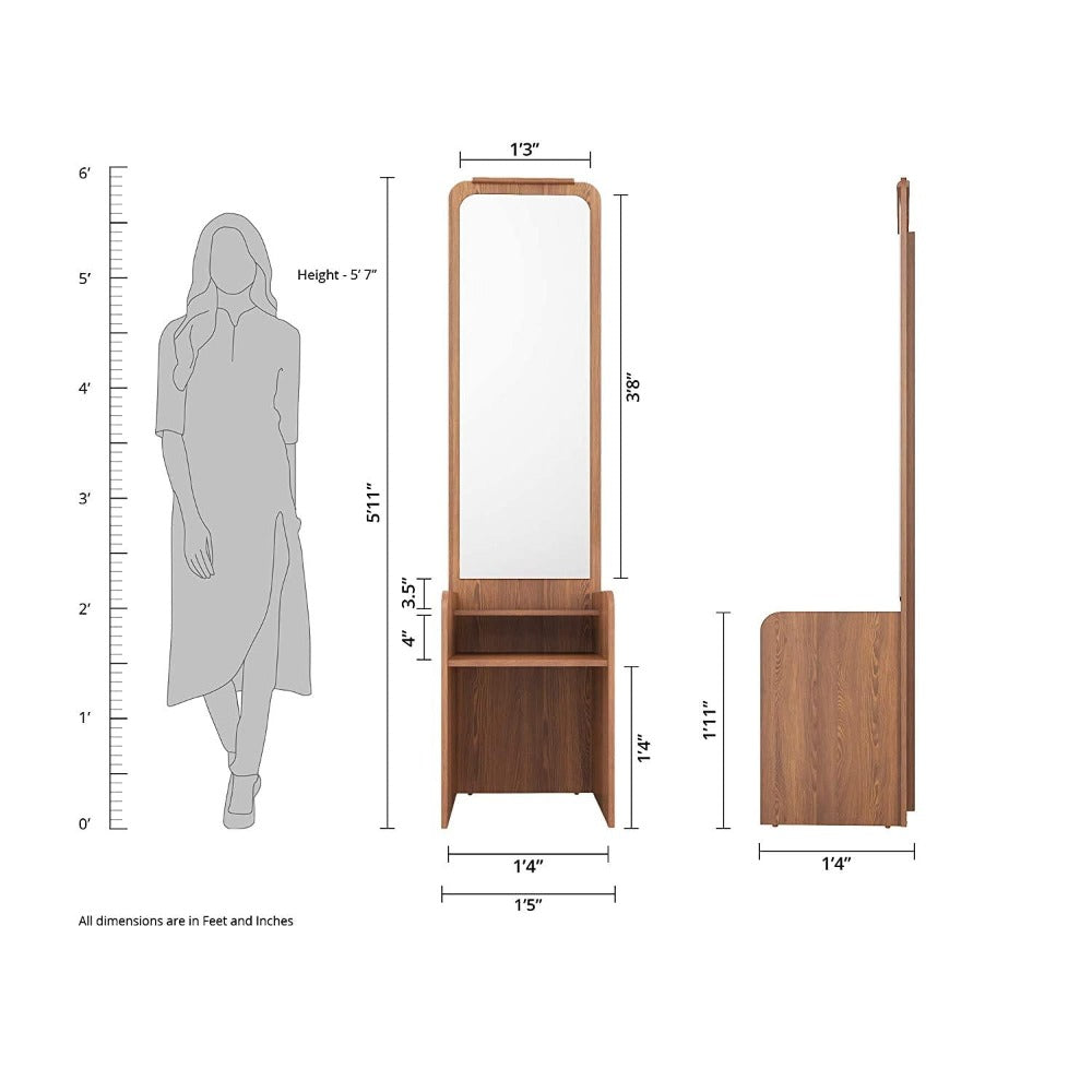 Rolex Dressing Table In Walnut Color - Oak Inside