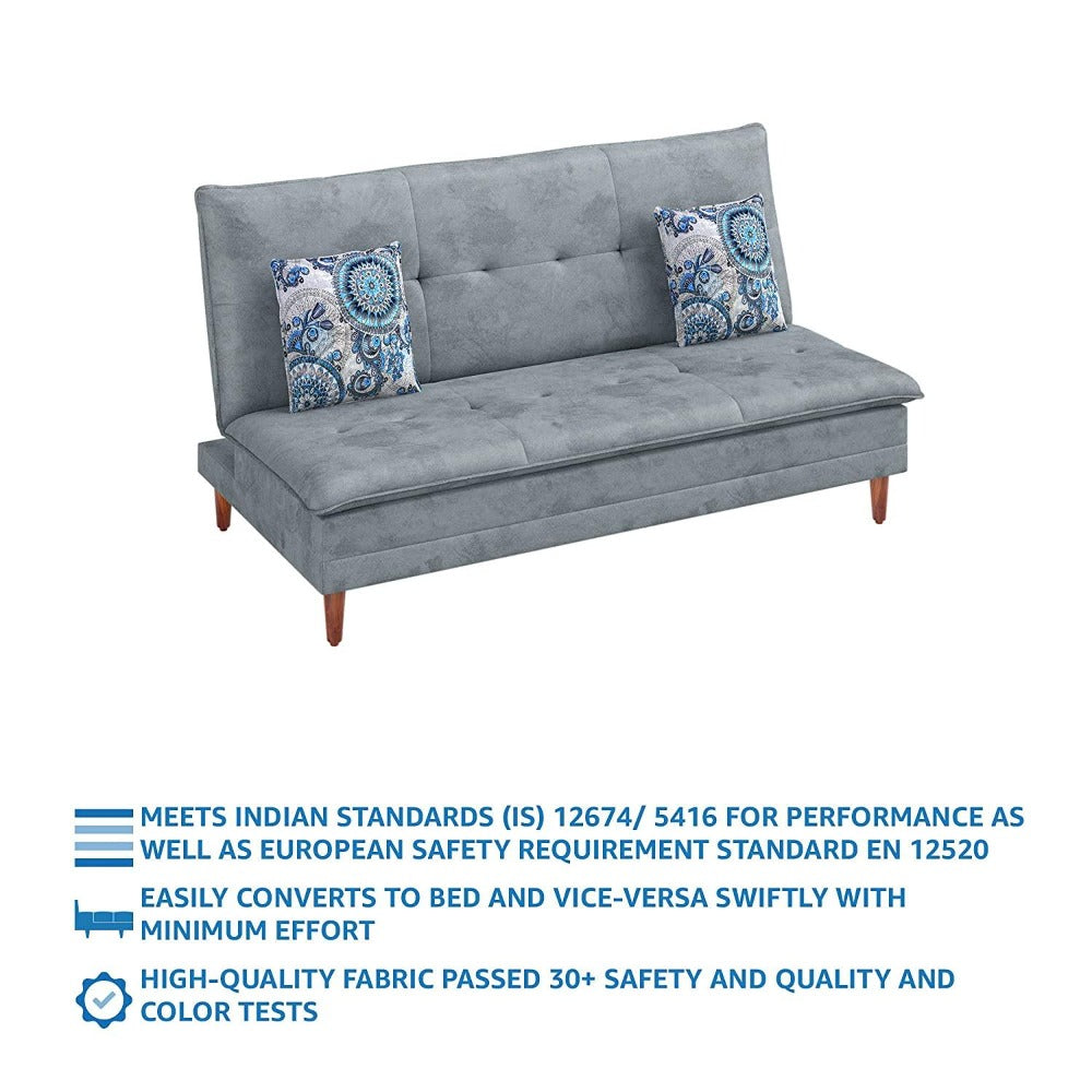 Robin Sofa Cum Bed in Grey Color - Oak Inside