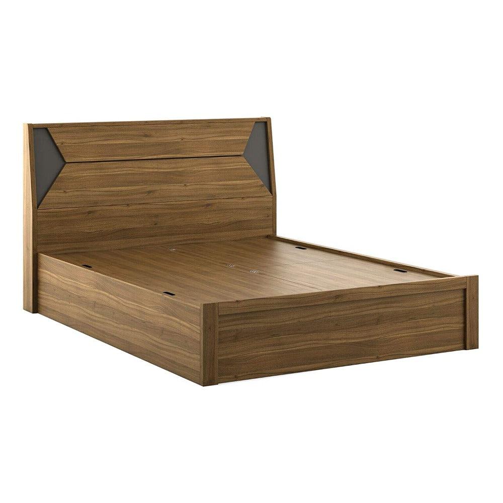 Dollo Wooden Bed In Tan With Storage - Oak Inside