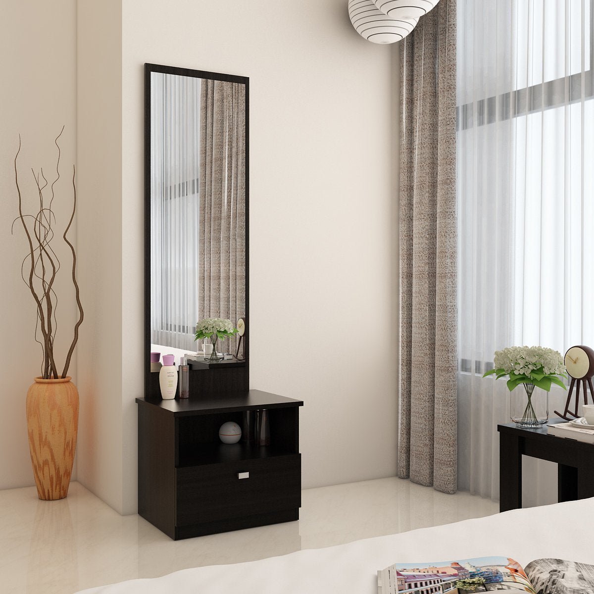 Spacewood Value Engineered Wood Dressing Table (Natural Wenge) - Oak Inside