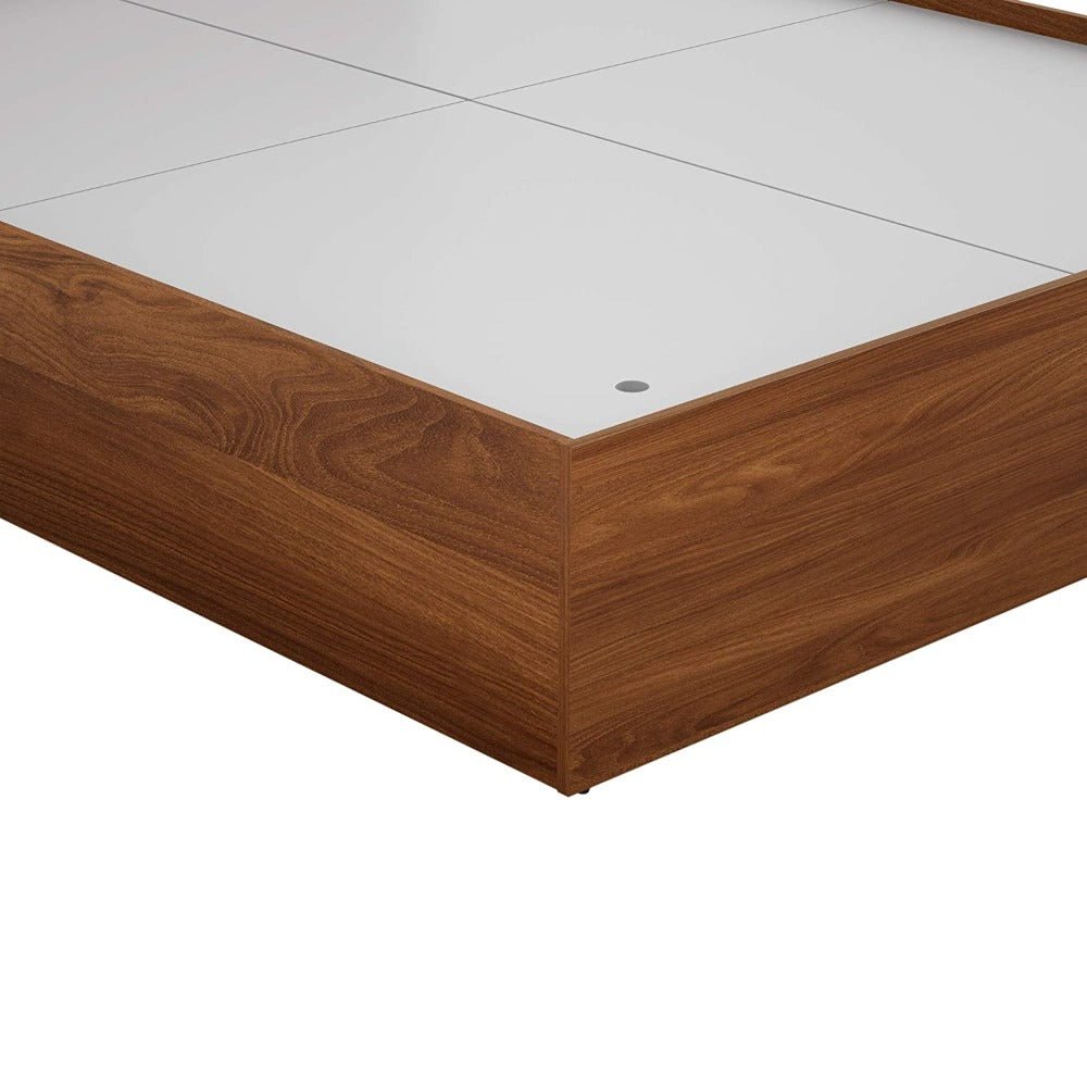 Solimo Wooden Bed in Walnut Colour With Storage - Oak Inside