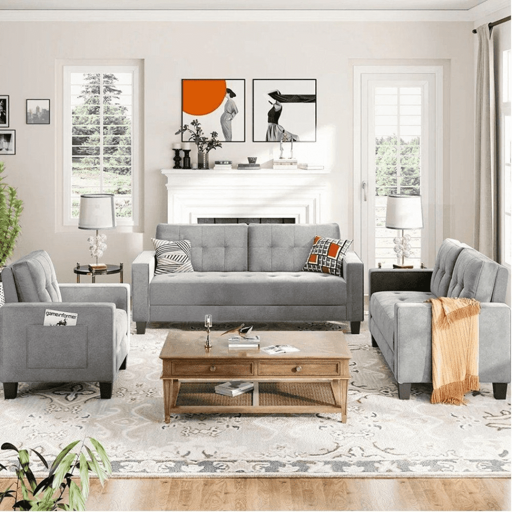 Comfortable Modern Sofa Set for Home Living Room - Oak Inside