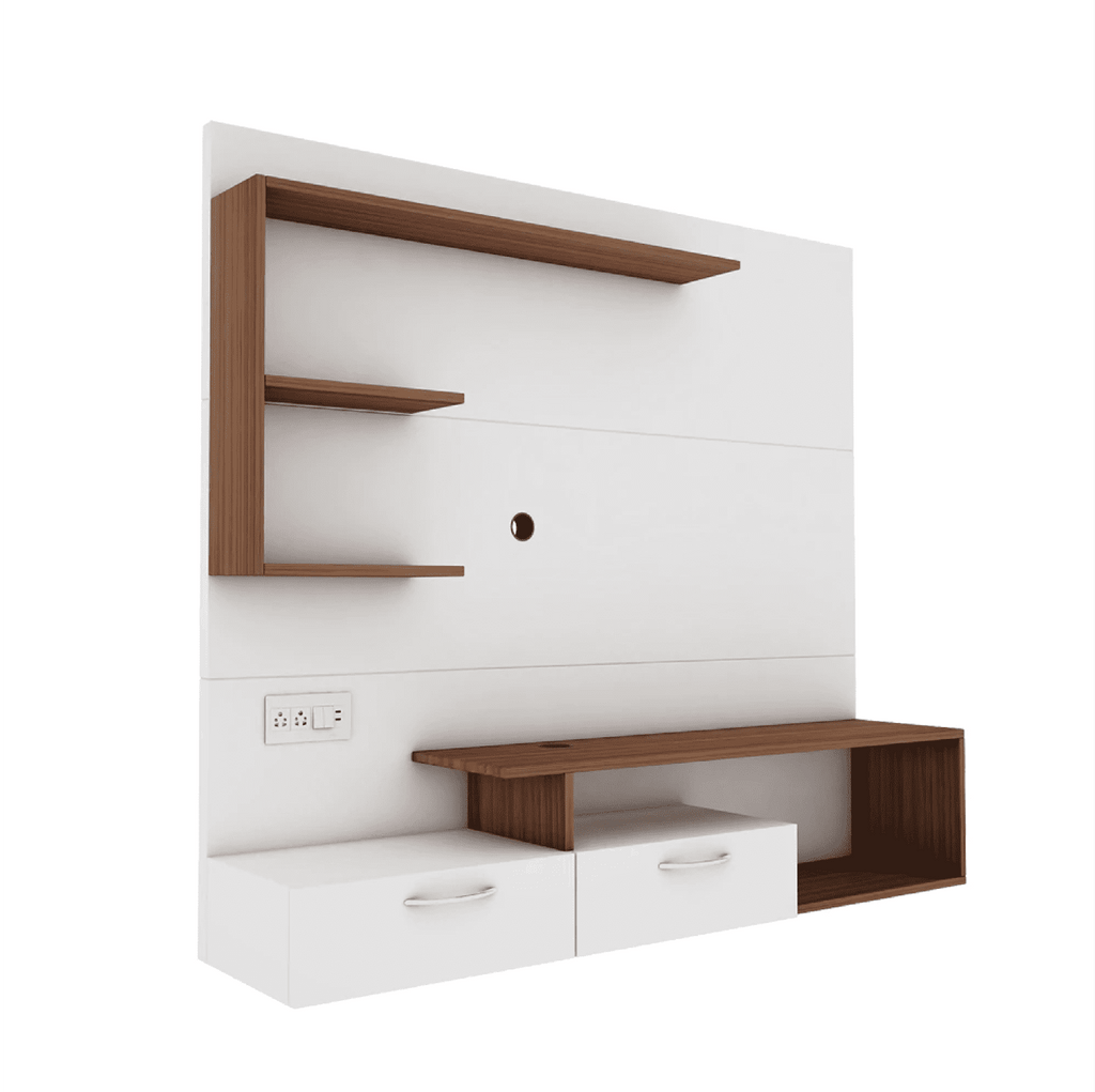 Viny TV Panel- Frosty White- Upto 55 inches TV - Oak Inside