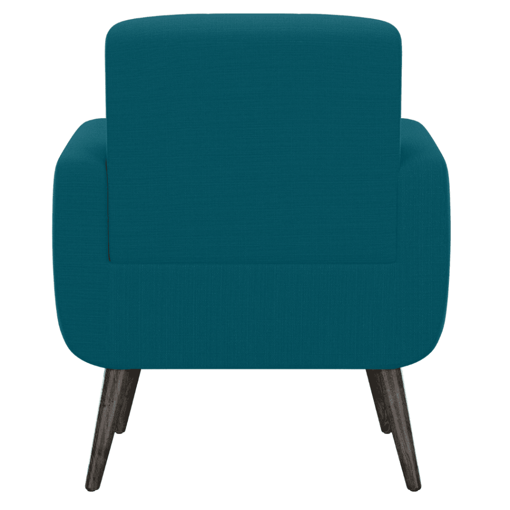 Keflavik Mid-century Peacock Blue Linen Arm Chair - Oak Inside