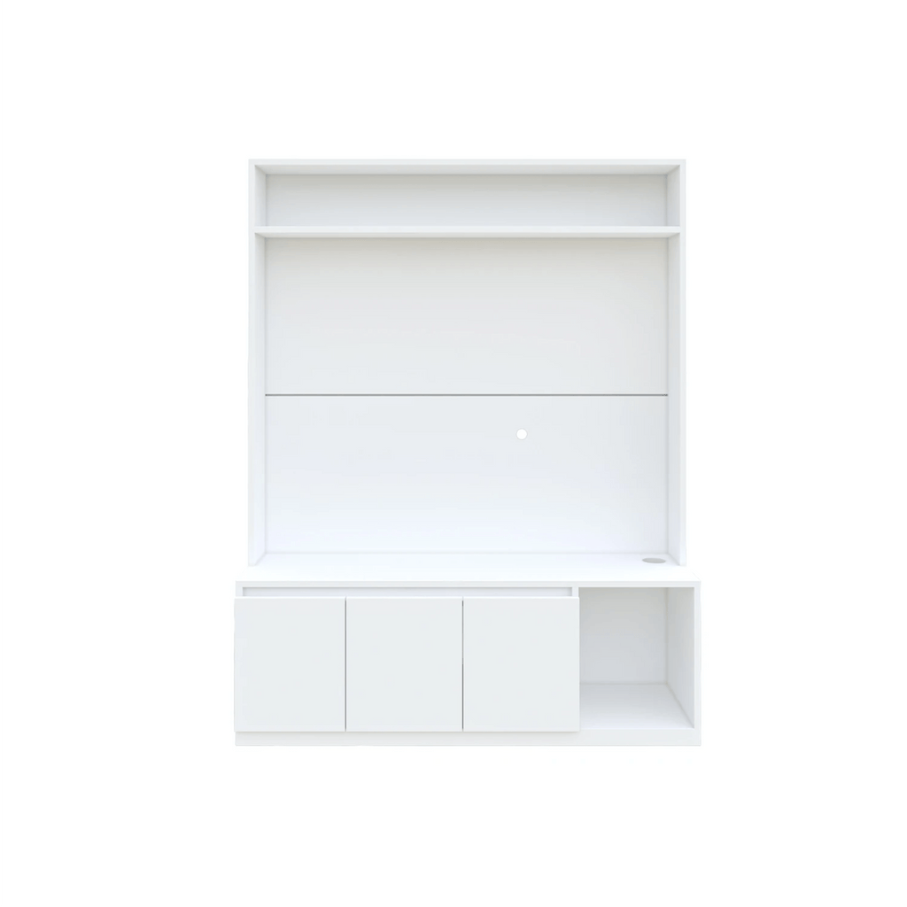 Union TV Unit- Frosty White - Oak Inside