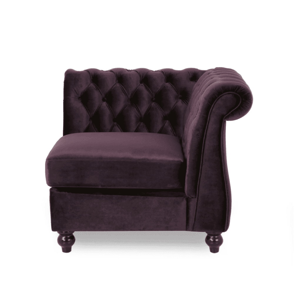 Amberside Suede Tufted Chesterfield Sectional Sofa - Oak Inside