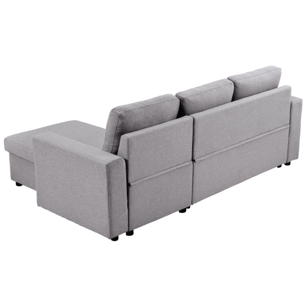 Roxy L-Shaped Sectional Storage Sofa Cum Bed - Oak Inside