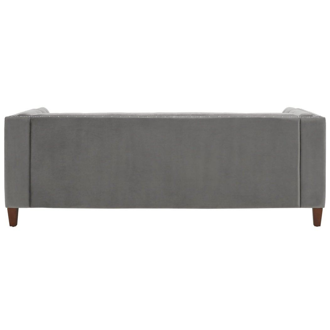 Silver Orchid Jewel-tuft Grey Suede Seating with Nailhead - Oak Inside
