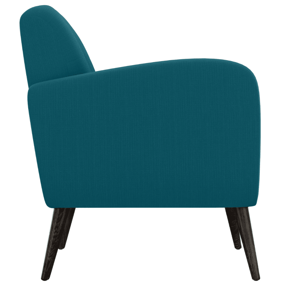 Keflavik Mid-century Peacock Blue Linen Arm Chair - Oak Inside